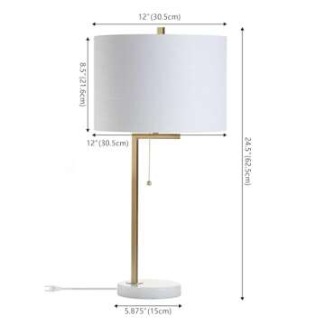 JONATHAN Y JYL1043A Alyssa 24.5" Metal/Marble LED Table Lamp Contemporary Bedside Desk Nightstand Lamp for Bedroom Living Room Office College Bookcase LED Bulb Included, Brass Gold/White