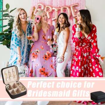 BeBeGee Travel Jewelry Case, Portable Mini Jewelry Travel Organizer, Small Jewelry Boxes for Women, Bridesmaid Gifts and Travel Essentials Accessories to Store Rings, Necklaces, Earrings(6 Pcs Black)