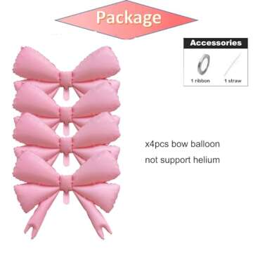 Shop 4pcs Pastel Pink Bow Balloons for Birthday Decor