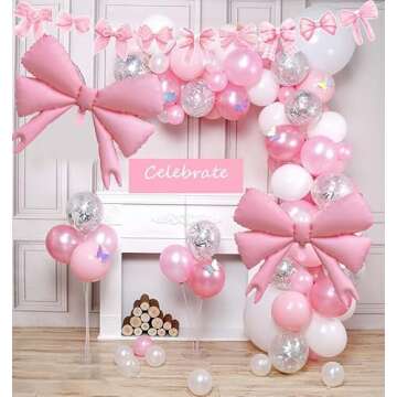 Shop 4pcs Pastel Pink Bow Balloons for Birthday Decor