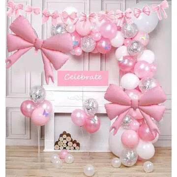 Shop 4pcs Pastel Pink Bow Balloons for Birthday Decor