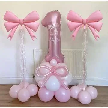 Shop 4pcs Pastel Pink Bow Balloons for Birthday Decor