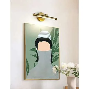 JUSHENG Picture Lights for Wall Gold Hard-Wired Connection Gallery Light Dimmable Modern LED Picture Light Artwork Light 16.33'' Inch 7W Warm White