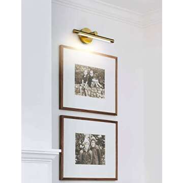 JUSHENG Picture Lights for Wall Gold Hard-Wired Connection Gallery Light Dimmable Modern LED Picture Light Artwork Light 16.33'' Inch 7W Warm White