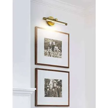 JUSHENG Picture Lights for Wall Gold Hard-Wired Connection Gallery Light Dimmable Modern LED Picture Light Artwork Light 16.33'' Inch 7W Warm White