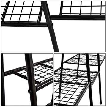 Black Metal Garment Rack, Free Standing Closet Storage Organizer w/ 6 Shelves & Hanging Bar,Metal Garment Rack Heavy Duty Indoor Bedroom RACK, Open Wardrobe Rack for Hanging Clothes and Storage