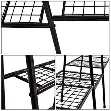 Black Metal Garment Rack, Free Standing Closet Storage Organizer w/ 6 Shelves & Hanging Bar,Metal Garment Rack Heavy Duty Indoor Bedroom RACK, Open Wardrobe Rack for Hanging Clothes and Storage