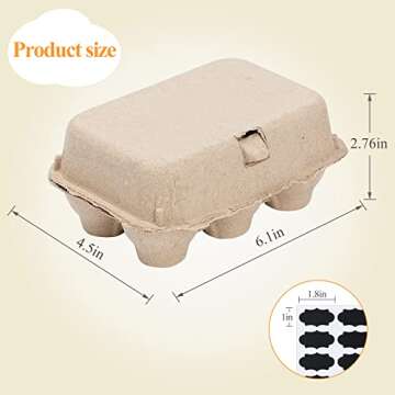 AEIMIJPQ Paper Egg Cartons - 36 Pulp Fiber Half Dozen Egg Storage Containers for Chicken, Duck Eggs