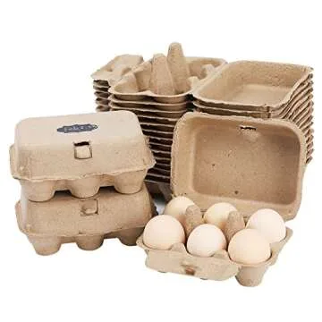 AEIMIJPQ Paper Egg Cartons - 36 Pulp Fiber Half Dozen Egg Storage Containers for Chicken, Duck Eggs