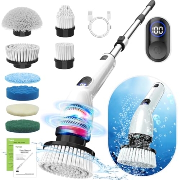 TUYU Electric Spin Scrubber - Cordless Cleaning Tool with 8 Heads and Waterproof Design