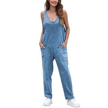 GREAIDEA High Roller Denim Jumpsuits for Women Casual Sleeveless Loose Baggy Overalls Jeans Pants Ju...