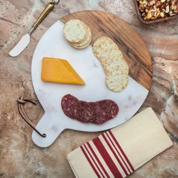 Godinger Marble and Wood Cheese Platter - Elegant Serving Board