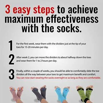 My Happy Feet Foot Alignment Socks with Toe Separators for Men or Women | Multicolor