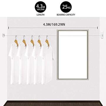 KLZO - Retractable Clothesline Indoor Outdoor |Heavy Duty 55LBs Weight Capacity Clothes Line | Wall Mounted | 304 Stainless Steel Clothesline| Easy DYI Installation | Lock to Prevent Sagging