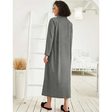 Ekouaer Women Zipper Robe Long Sleeve Lightweight Loungewear