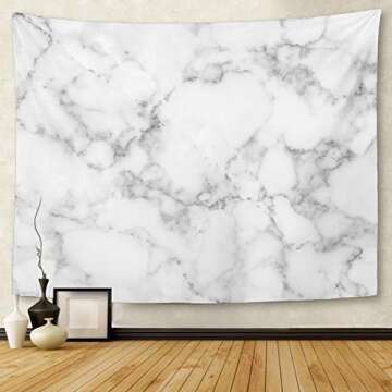 TOMPOP Tapestry Gray Black White Natural Marble Pattern Skin Wall Luxurious High Resolution Abstract Aged Home Decor Wall Hanging Living Room Bedroom Dorm 60x80 inches