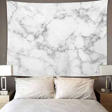 TOMPOP Tapestry Gray Black White Natural Marble Pattern Skin Wall Luxurious High Resolution Abstract Aged Home Decor Wall Hanging Living Room Bedroom Dorm 60x80 inches