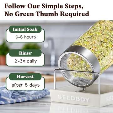 Seedboy Organic Sprouting Seeds - Salad Blend Variety- Non-GMO, USA Grown Microgreens Mix - Alfalfa, Broccoli, Radish, Mung Bean, Lentil - Makes 8 Quarts of Sprouts, 24 Servings (8 oz) (Salad Blend)