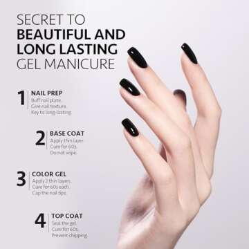 GAOY Black Gel Nail Polish, 16ml Color 1001 Soak Off UV Light Cure Gel Polish for Nail Art DIY Manicure at Home