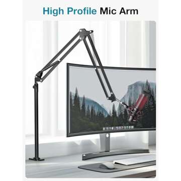 InnoGear Desk Mic Stand, 360° Rotatable Overhead Mic Boom Arm Microphone Stands High Riser for Blue...
