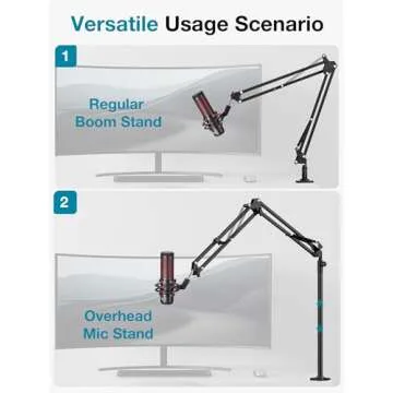 InnoGear Desk Mic Stand, 360° Rotatable Overhead Mic Boom Arm Microphone Stands High Riser for Blue Yeti Snowball HyperX QuadCast SoloCast Fifine Shure SM7B and Other Mics