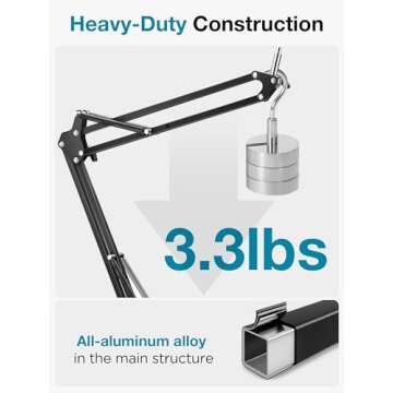 InnoGear Desk Mic Stand, 360° Rotatable Overhead Mic Boom Arm Microphone Stands High Riser for Blue Yeti Snowball HyperX QuadCast SoloCast Fifine Shure SM7B and Other Mics