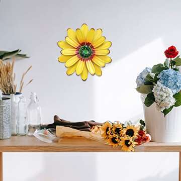 hogardeck Metal Sunflower Wall Decor - 11'' Outdoor Wall Art Flower Yard Decorations Sunflower Kitch...