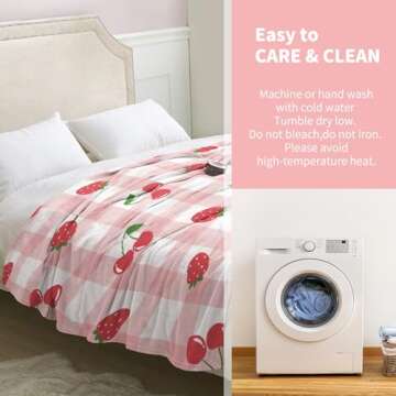 Strawberry Cherries Blanket - Cozy Fleece Throw for All Ages