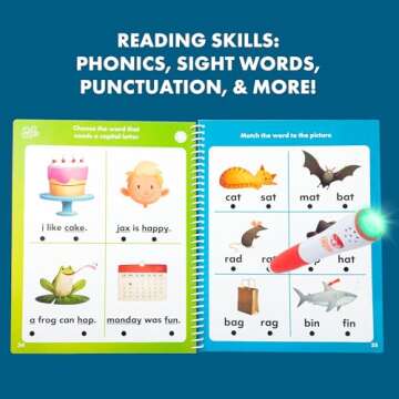 Educational Insights Hot Dots Let's Learn Kindergarten Reading - Learn Spelling & Reading Workbook with Interactive Pen, Ages 5+