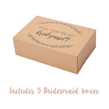 Pop Fizz Designs Bridesmaid Proposal Box Set I 6 Pack I 1 Maid of Honor Proposal Box and 5 Will You be My Bridesmaid Boxes I Kraft Bridesmaid Boxes for Bridesmaid Gifts