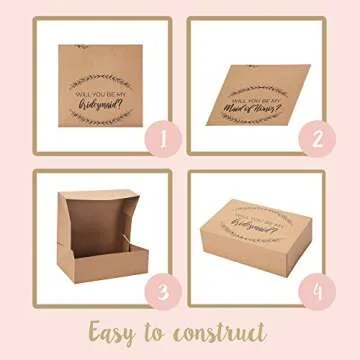 Pop Fizz Designs Bridesmaid Proposal Box Set I 6 Pack I 1 Maid of Honor Proposal Box and 5 Will You be My Bridesmaid Boxes I Kraft Bridesmaid Boxes for Bridesmaid Gifts