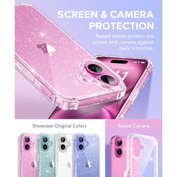BERFY iPhone 16 Plus Glitter Case with Protectors