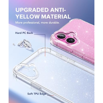 BERFY iPhone 16 Plus Glitter Case with Protectors