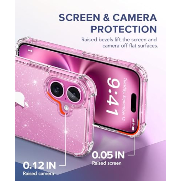 BERFY iPhone 16 Plus Glitter Case with Protectors