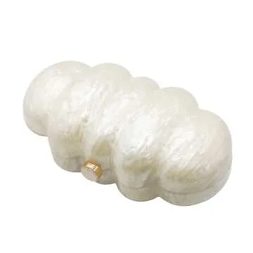 PENGZHI Women Puff Acrylic Clutch Purse Glitter Marble Acrylic Handbag Unique Evening Bag Chain Shoulder Bag for Party Prom, Pearl White