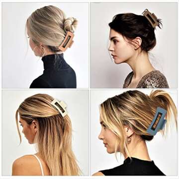 79Style 6Pcs Hair Clips: 3.5 Inch Large Medium Square Claws for Thick Long Hair, Hair Accessory for ...