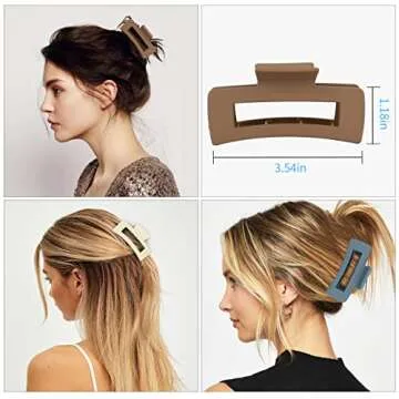 79Style 6Pcs Hair Clips: 3.5 Inch Large Medium Square Claws for Thick Long Hair, Hair Accessory for Women Girls (6 Multicolored - Jude)