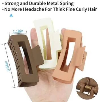 79Style 6Pcs Hair Clips: 3.5 Inch Large Medium Square Claws for Thick Long Hair, Hair Accessory for Women Girls (6 Multicolored - Jude)