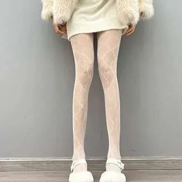 SERAPHY Patterned Tights for Women, Fishnet Stockings Sexy Women Tights Patterned Lace Tights for Party Club, 2 Pairs (Black + White)