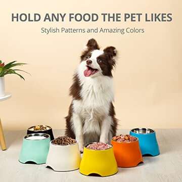 yoken Elevated Dog Bowls, [Prevention of Vertebrae Disease] [Super Non-Slip] Dog Bowl with Stainless Steel Bowl, High Capacity Dog Food Bowls, Colorful Raised Dog Bowls for Medium/Small Size Dogs