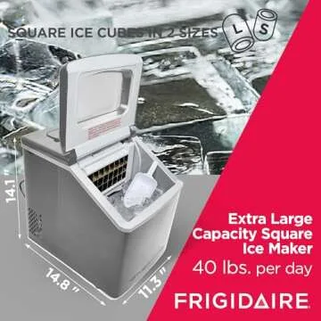 FRIGIDAIRE Extra Large Ice Maker, 40 lbs Capacity in Stainless Steel