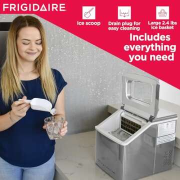 FRIGIDAIRE Extra Large Ice Maker, 40 lbs Capacity in Stainless Steel