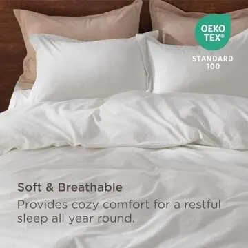 Bedsure 100% Washed Cotton Duvet Cover Cal King - Natural White Minimalist Cotton Duvet Cover Linen Like - GentleSoft™ Plain Simple Bedding Set with 2 Pillow Shams (White, California King, 104"x98")