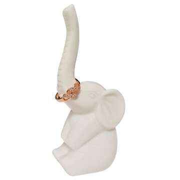 HOME SMILE Elephant Ring Holder for Jewelry,Engagement Wedding Ring Display Holder Stand Trinket Tra...