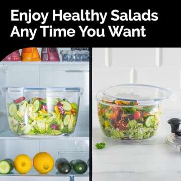 Joined Salad Spinner with Storage Lid, Drain, Bowl, and Colander - Quick and Easy Multi-Use Lettuce Spinner, Vegetable Dryer, Fruit Washer, Pasta and Fries Spinner - 3.7 Qt