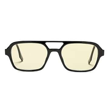 DeBuff Vintage 70s Flat Aviator Sunglasses for Women Men, Retro Square Glasses UV400 Protection Shades