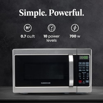 Compact Farberware 0.7 cu ft Microwave Oven with Child Lock