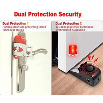 MBBEST Portable Door Lock & Door Stop Alarm,Dual Protection Security Devices Pocket Door Stopper Sel...