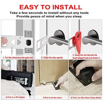 MBBEST Portable Door Lock & Door Stop Alarm,Dual Protection Security Devices Pocket Door Stopper Self Defensey Tools for Hotel Travel Home Apartment House, Red/Black