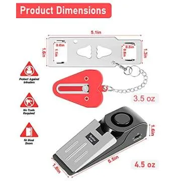 MBBEST Portable Door Lock & Door Stop Alarm,Dual Protection Security Devices Pocket Door Stopper Self Defensey Tools for Hotel Travel Home Apartment House, Red/Black